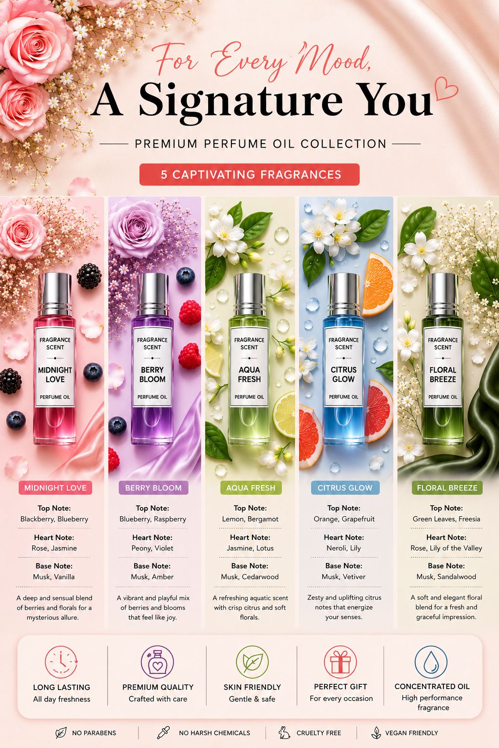 Luxury Unisex Roll On Gift Set - 5 x 10ml